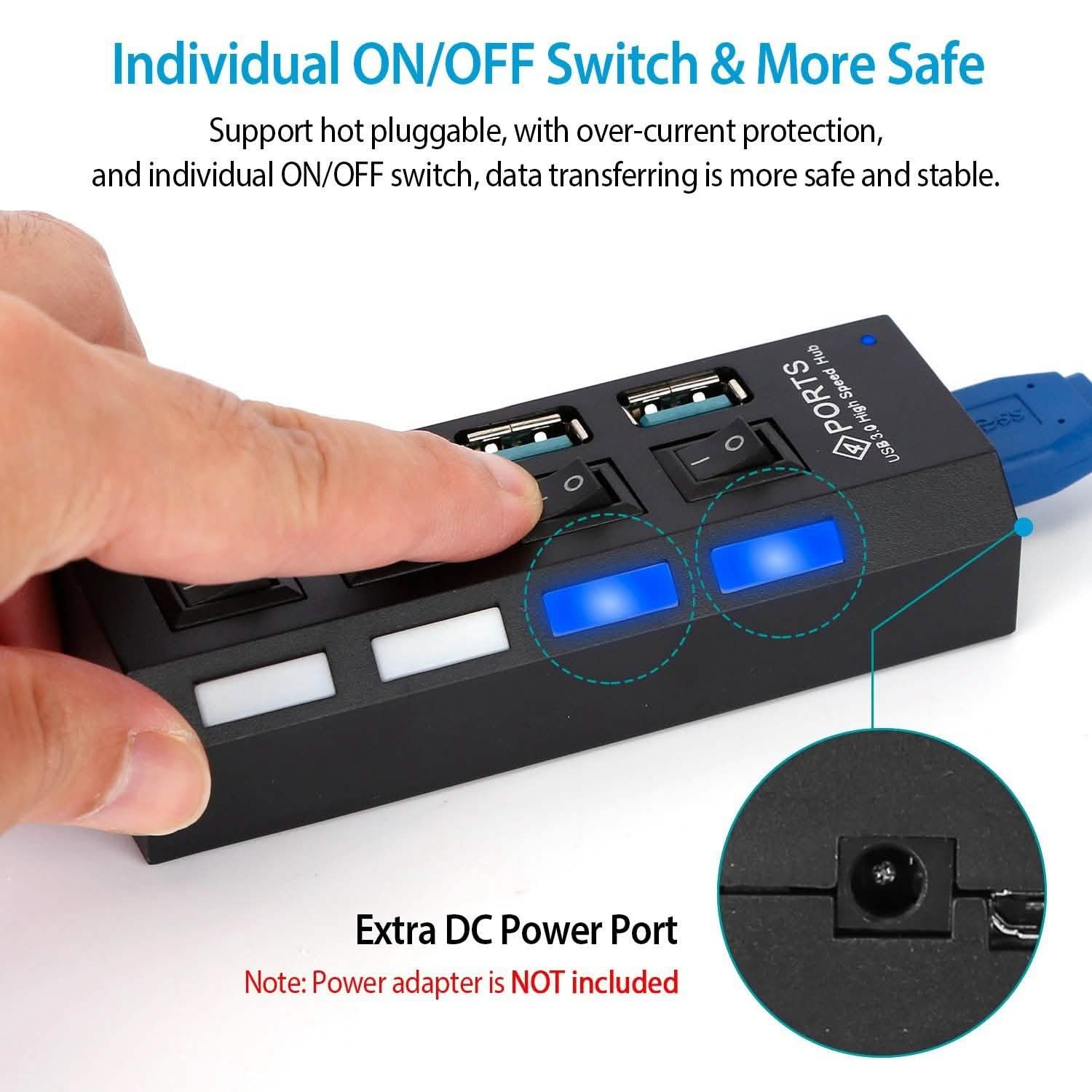 4 Port USB 3.0 Hub High Speed Adapter Computer Accessories - Tophatter Daily Deals