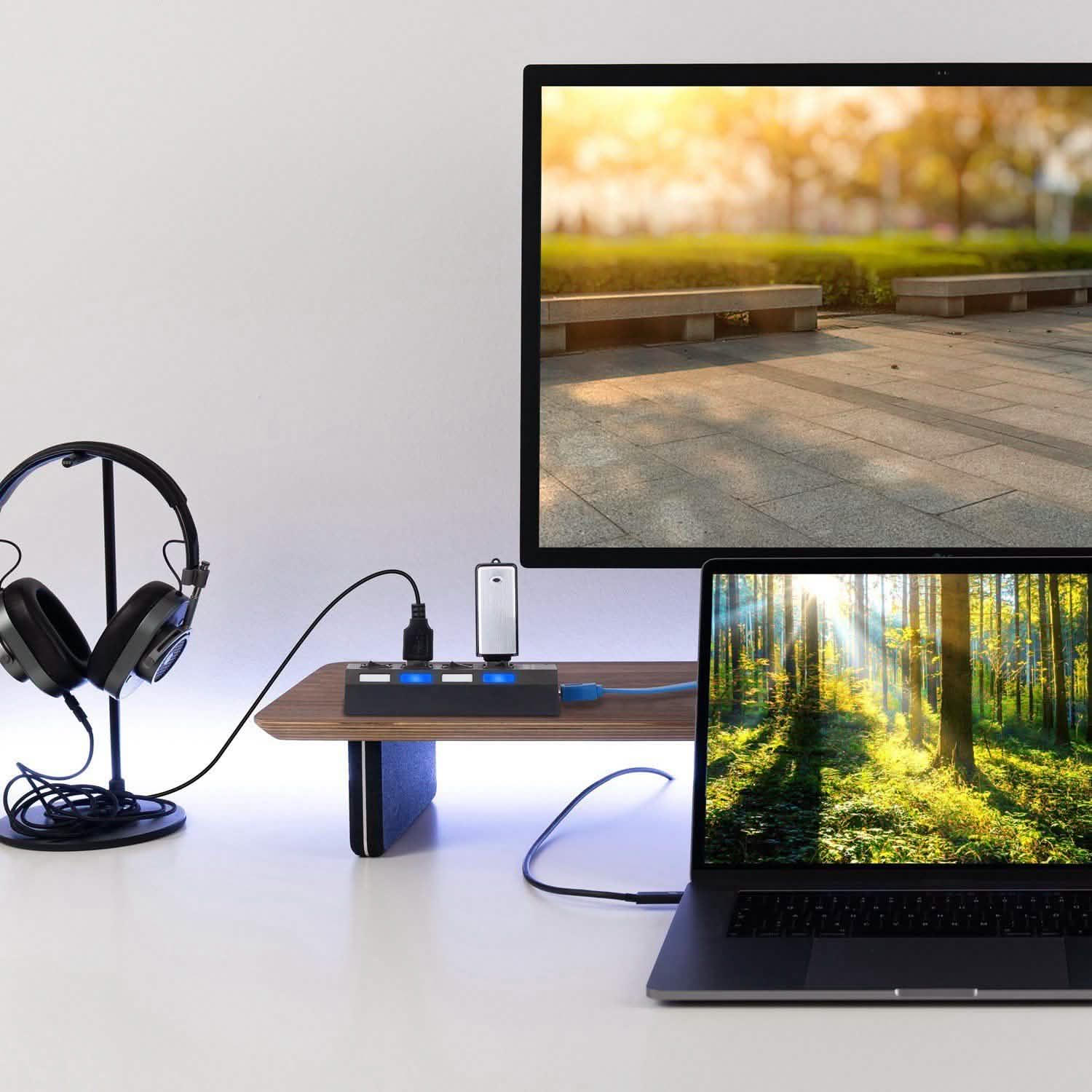 4 Port USB 3.0 Hub High Speed Adapter Computer Accessories - Tophatter Daily Deals