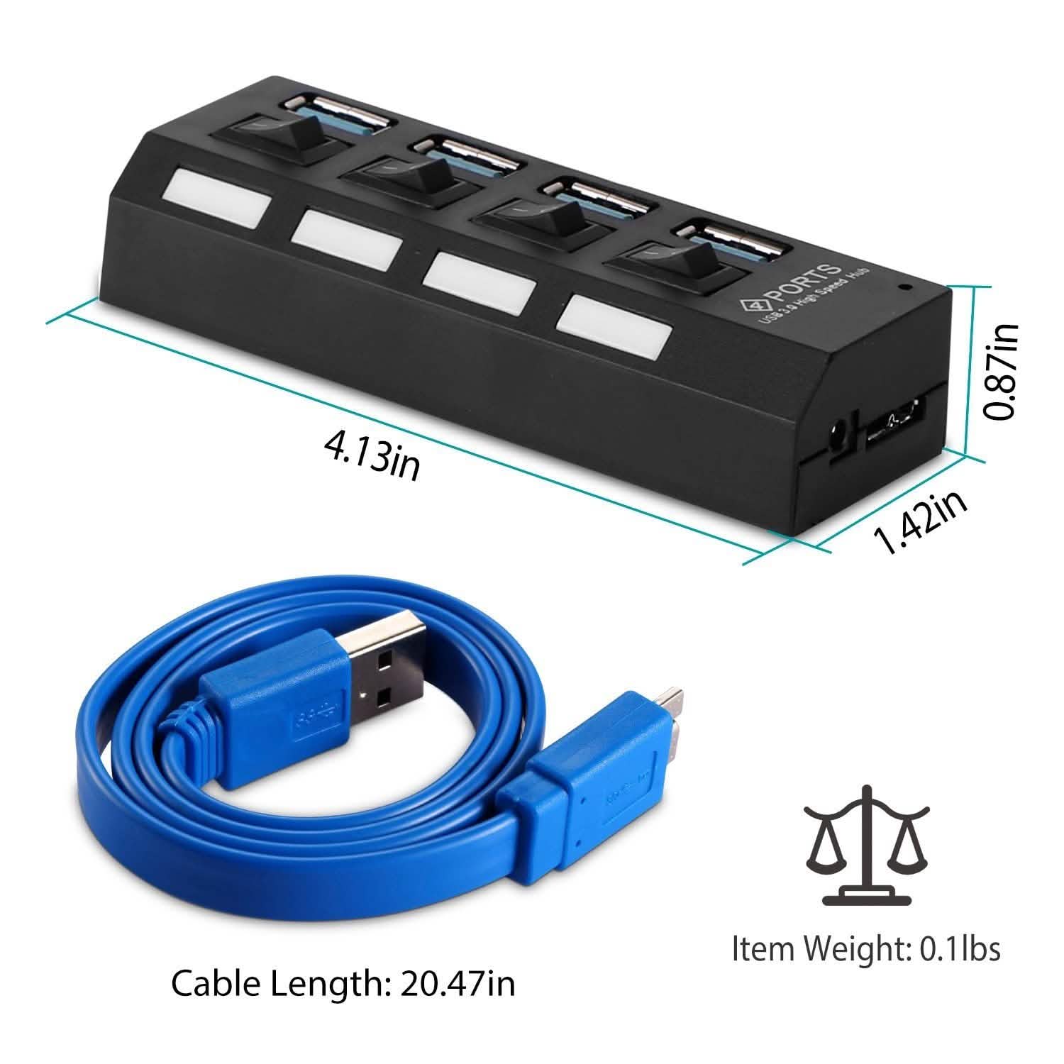 4 Port USB 3.0 Hub High Speed Adapter Computer Accessories - Tophatter Daily Deals