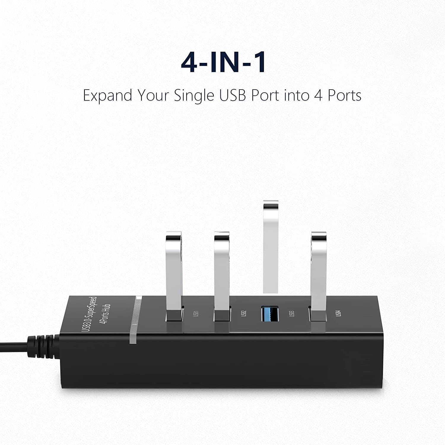 4-Port USB 3.0 USB Splitter with 3ft Extended Cable USB Splitter - Tophatter Daily Deals