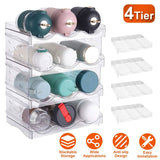 4-Tier Bottle Storage 12 Bottles Transparent Stackable Organizer Holder Shelf Kitchen Storage - Tophatter Daily Deals