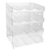 4-Tier Bottle Storage 12 Bottles Transparent Stackable Organizer Holder Shelf Kitchen Storage - Tophatter Daily Deals