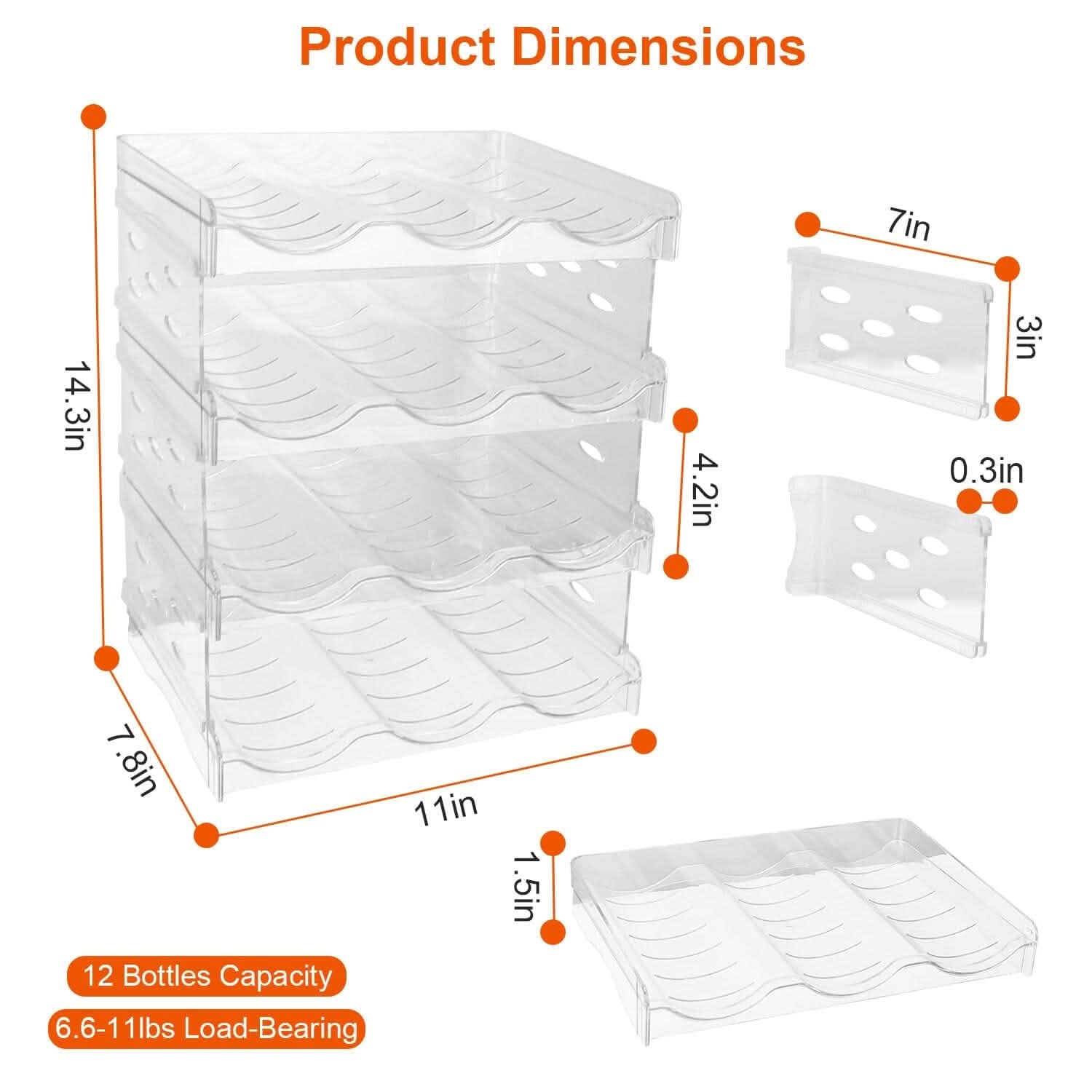 4-Tier Bottle Storage 12 Bottles Transparent Stackable Organizer Holder Shelf Kitchen Storage - Tophatter Daily Deals