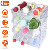 4-Tier Bottle Storage 12 Bottles Transparent Stackable Organizer Holder Shelf Kitchen Storage - Tophatter Daily Deals