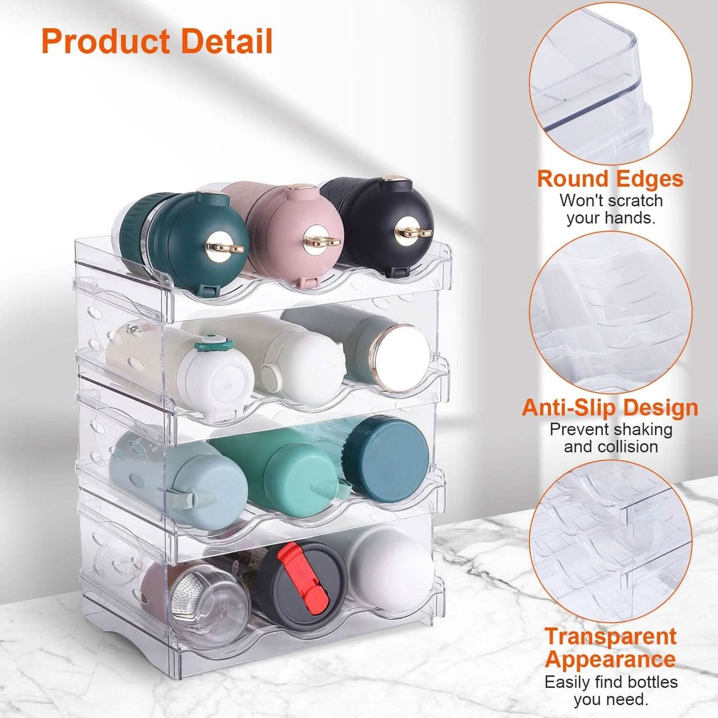 4-Tier Bottle Storage 12 Bottles Transparent Stackable Organizer Holder Shelf Kitchen Storage - Tophatter Daily Deals