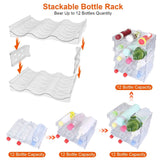 4-Tier Bottle Storage 12 Bottles Transparent Stackable Organizer Holder Shelf Kitchen Storage - Tophatter Daily Deals