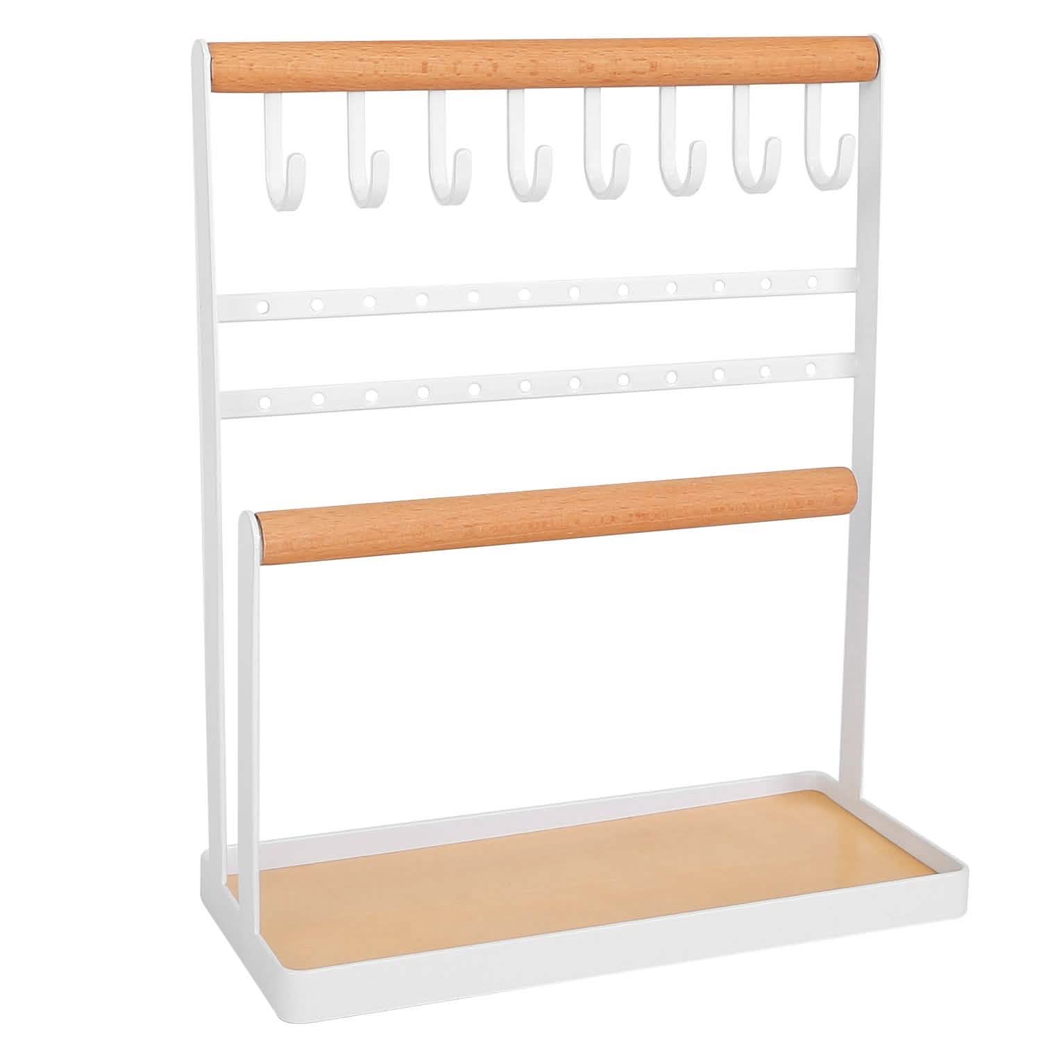 4-Tier Tabletop Wooden Jewelry Display Stand Storage & Organization - Tophatter Daily Deals