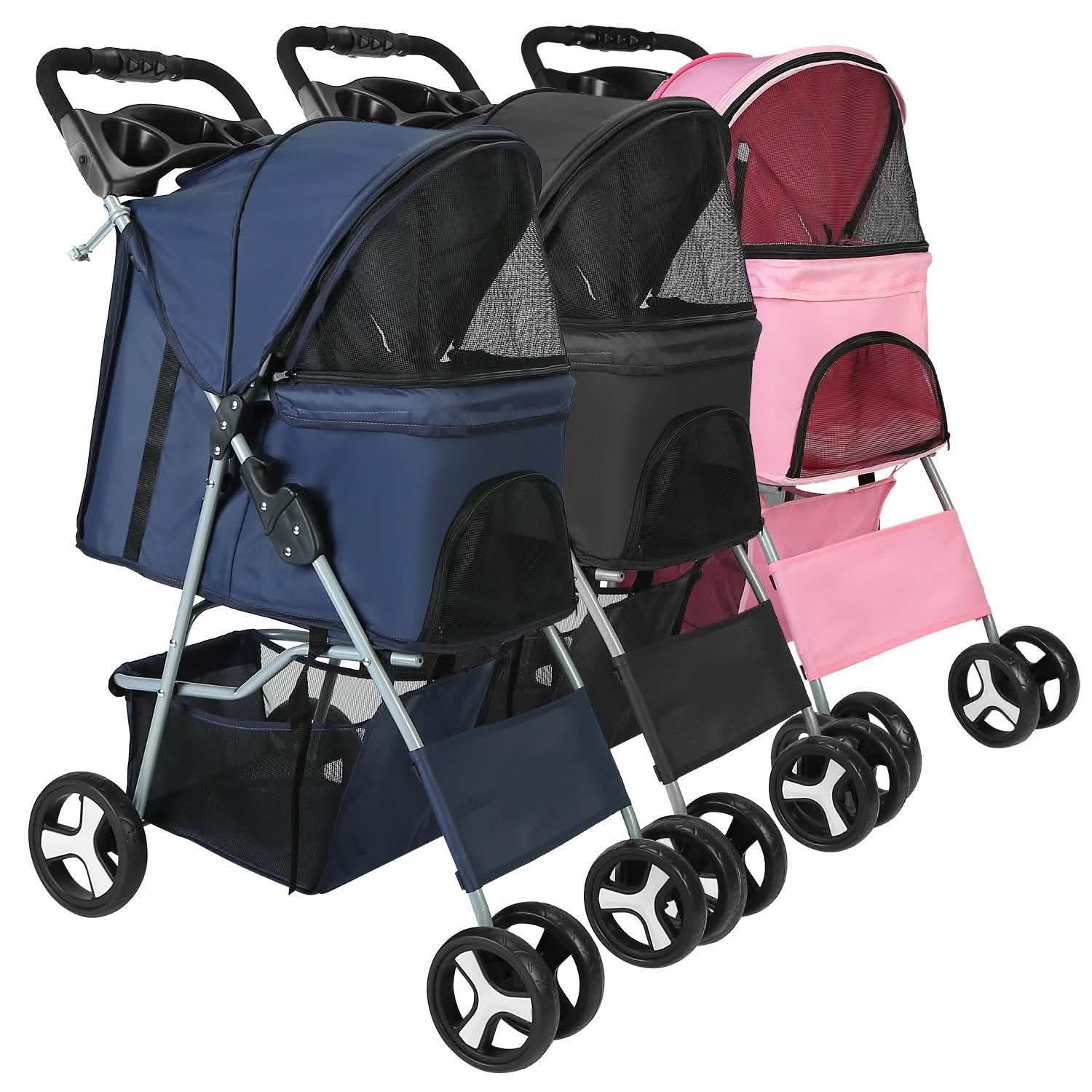 4 Wheels Pet Foldable Stroller Pet Supplies - Tophatter Daily Deals