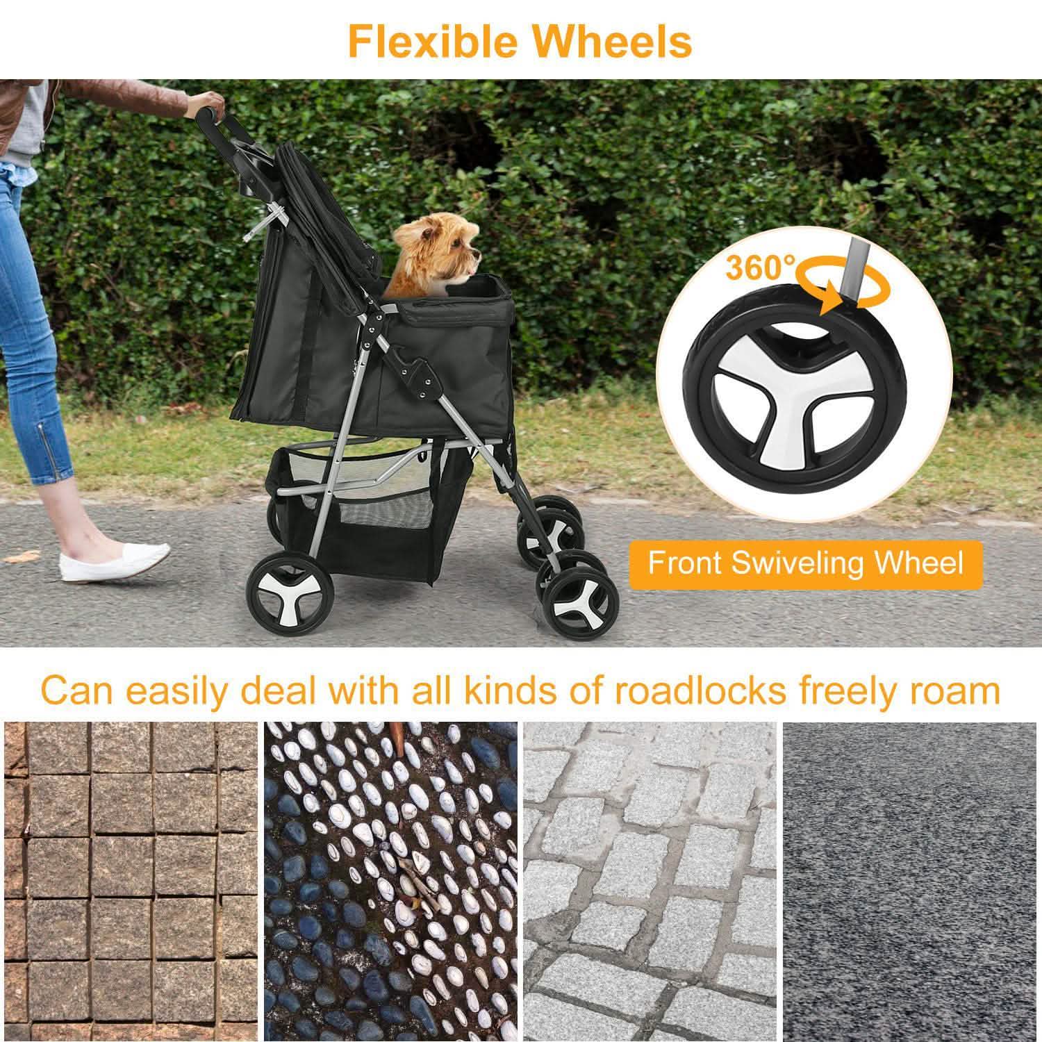 4 Wheels Pet Foldable Stroller Pet Supplies - Tophatter Daily Deals