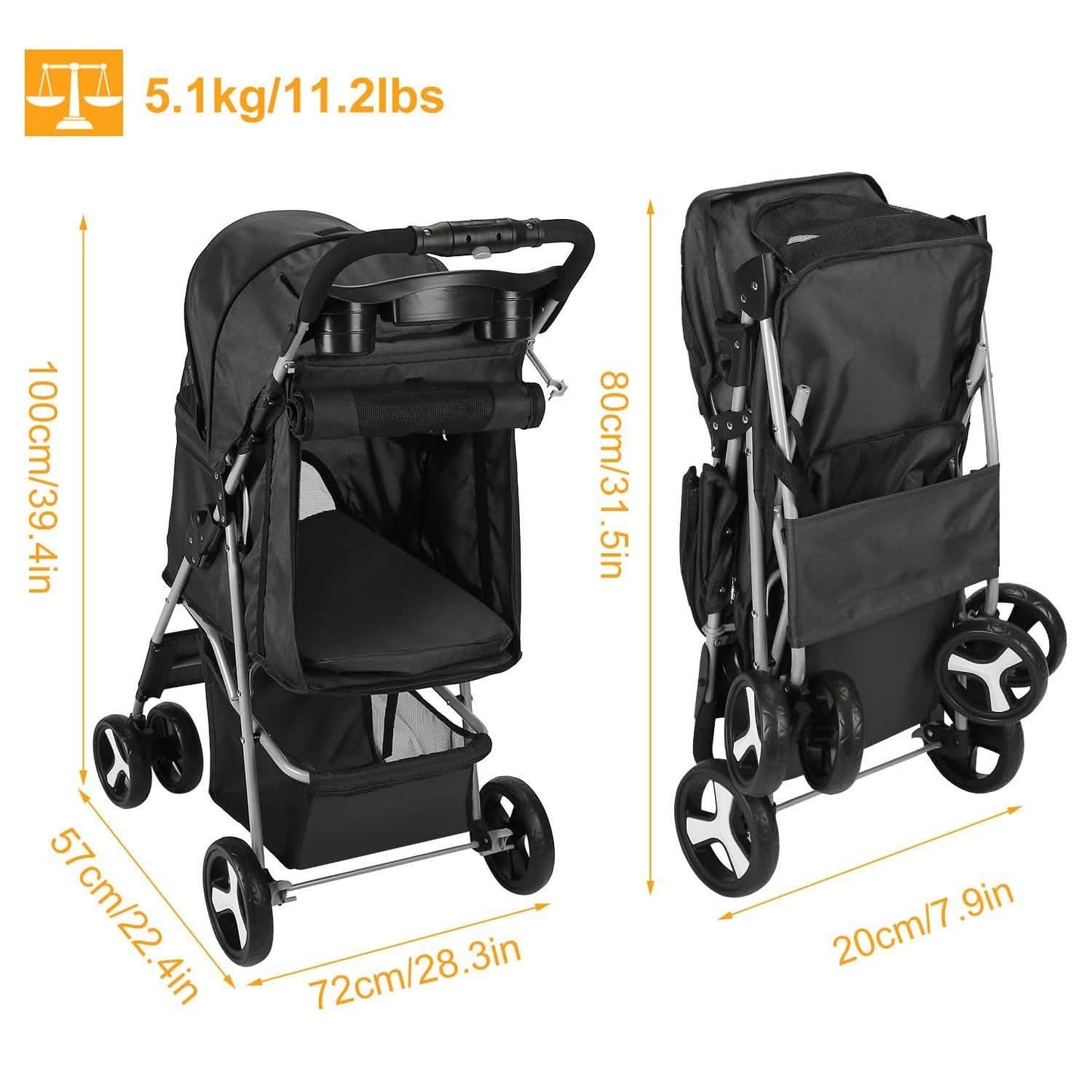 4 Wheels Pet Foldable Stroller Pet Supplies - Tophatter Daily Deals