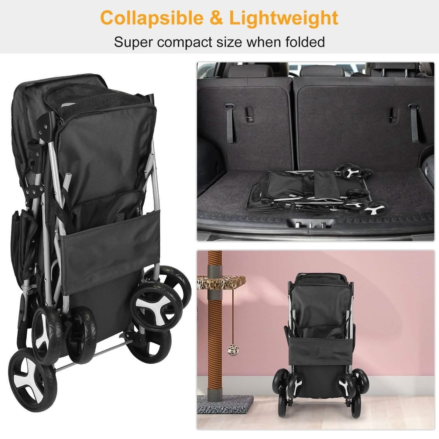 4 Wheels Pet Foldable Stroller Pet Supplies - Tophatter Daily Deals