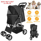 4 Wheels Pet Foldable Stroller Pet Supplies - Tophatter Daily Deals
