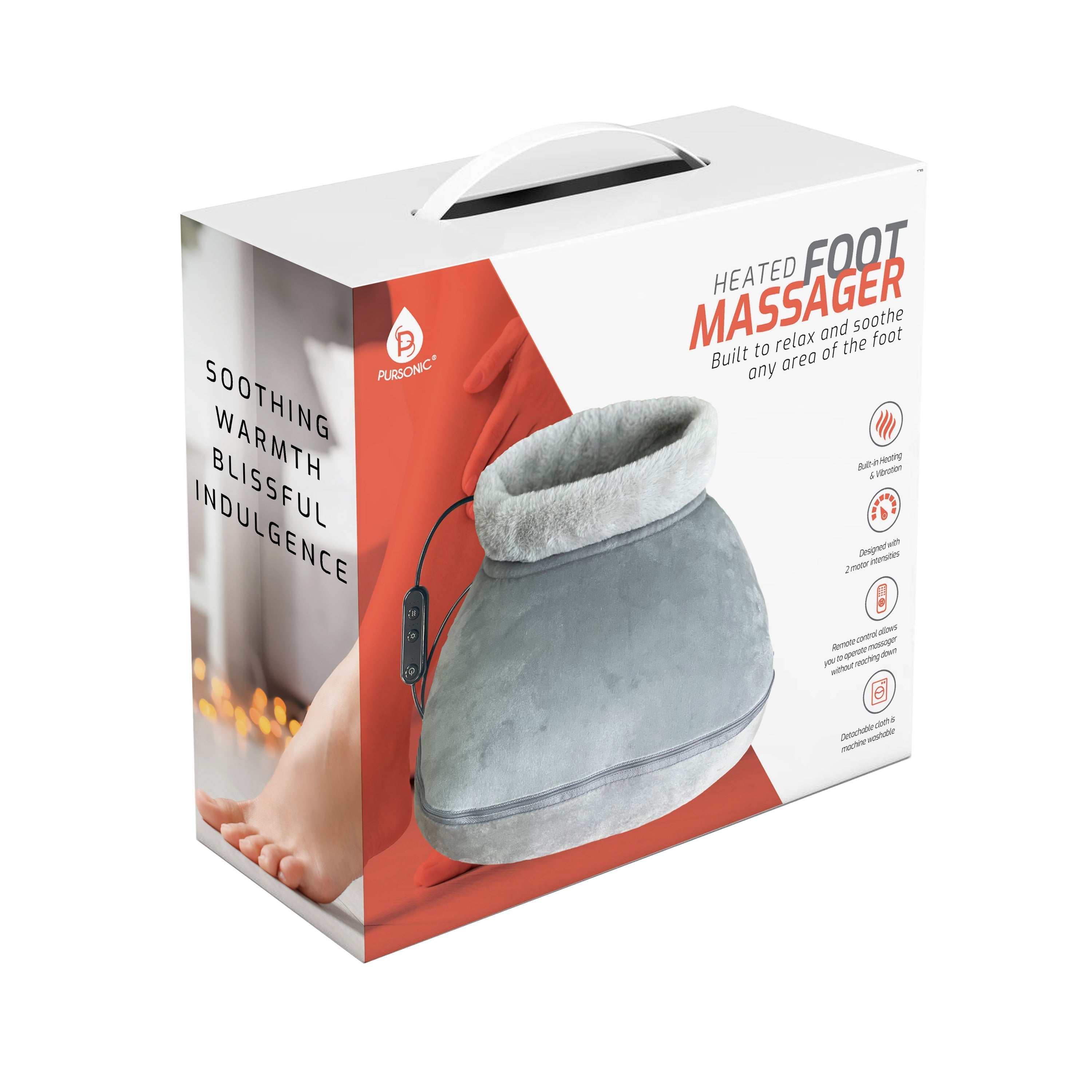 Pursonic Heated Foot Massager with Remote Control, Folding Design, and Dual Motor Intensities Massagers & Wraps - Tophatter Daily Deals