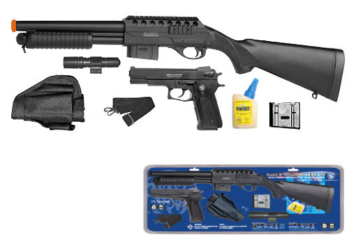 Smith & Wesson Licensed M3000 FPS-355 Shotgun and .45 FPS-160 Pistol Spring On Duty Kit Collectible Weapons - Tophatter Daily Deals