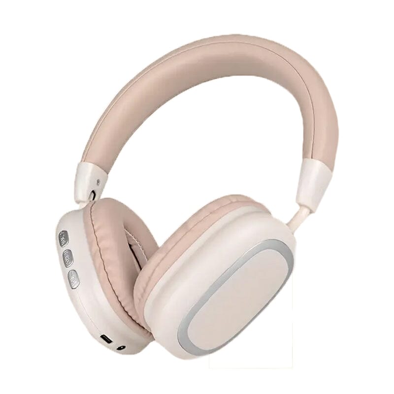 40-Hour Long-Lasting Wireless Noise-Cancelling Headphones Beige Over-Ear Headphones - Tophatter Daily Deals
