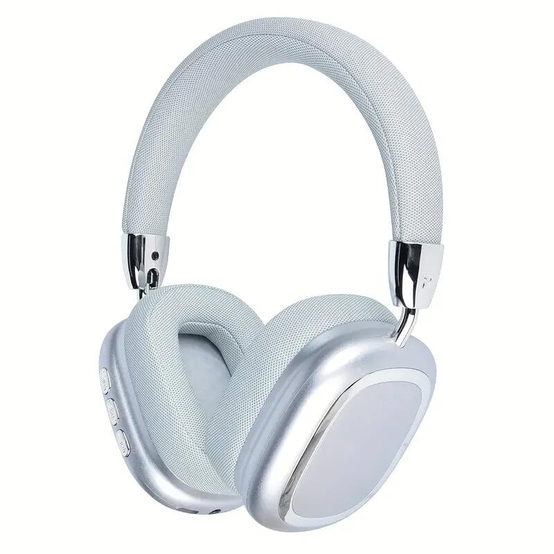 40-Hour Long-Lasting Wireless Noise-Cancelling Headphones Silver Over-Ear Headphones - Tophatter Daily Deals