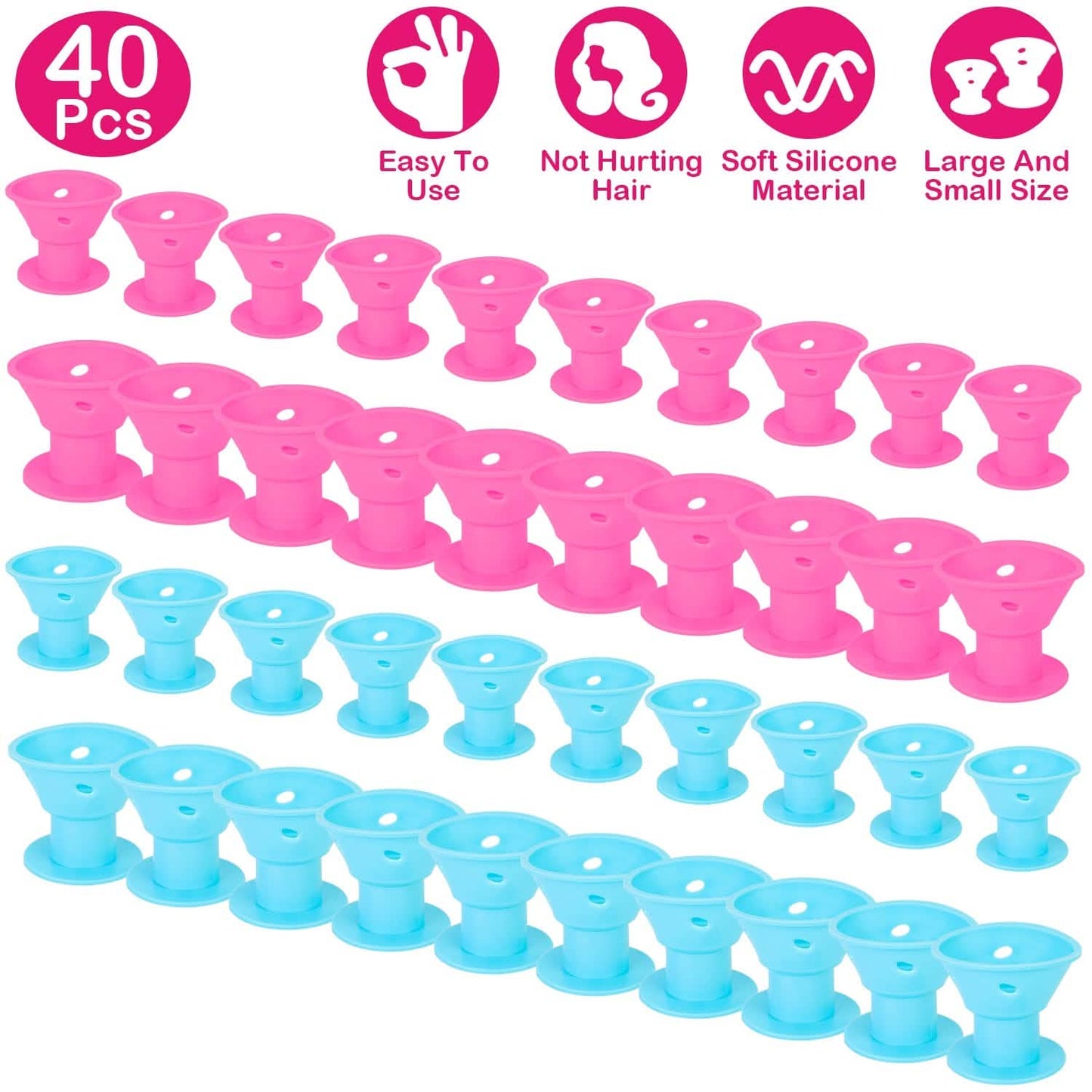 40-Piece: Silicon Hair Curler Beauty & Personal Care - Tophatter Daily Deals