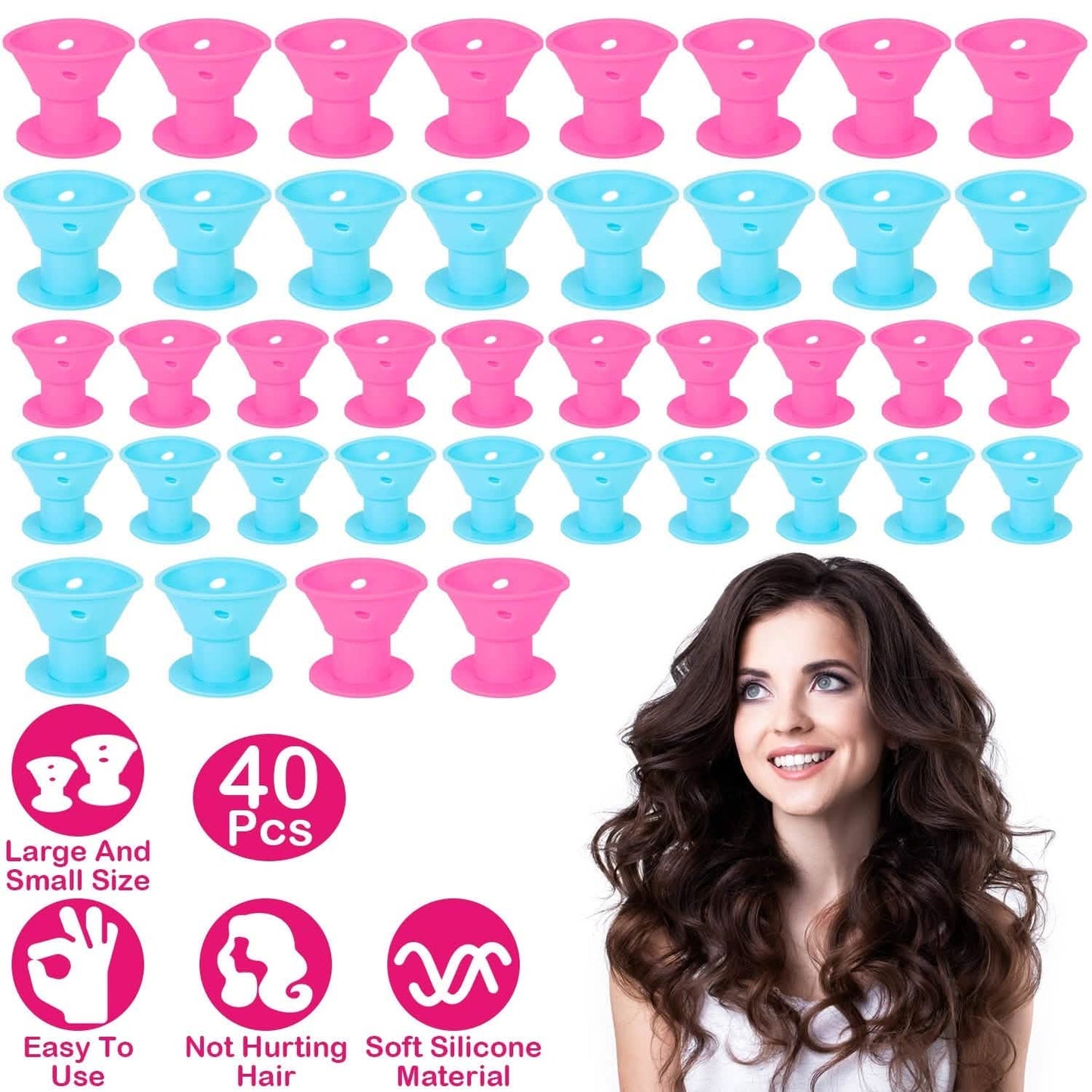 40-Piece: Silicon Hair Curler Beauty & Personal Care - Tophatter Daily Deals
