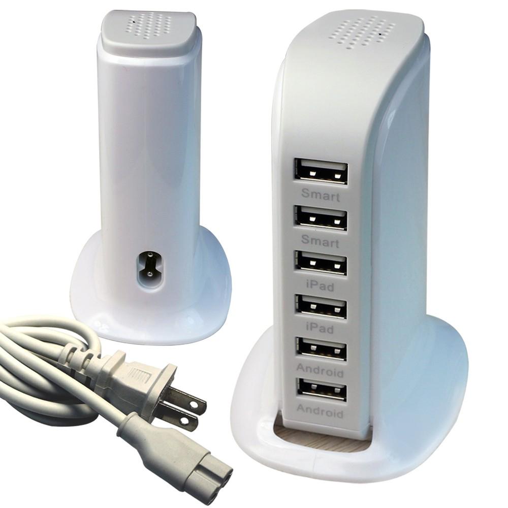 40 Watt 6-Port USB Power Charging Station White Charging Station - Tophatter Daily Deals