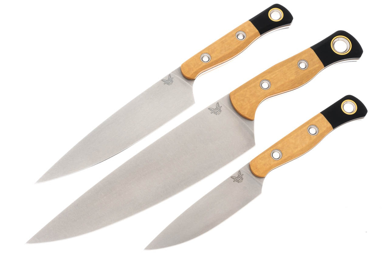 Benchmade 3 Piece Kitchen Knife Set - Maple Valley Richlite - 4000-02 Fixed Blade - Tophatter Daily Deals