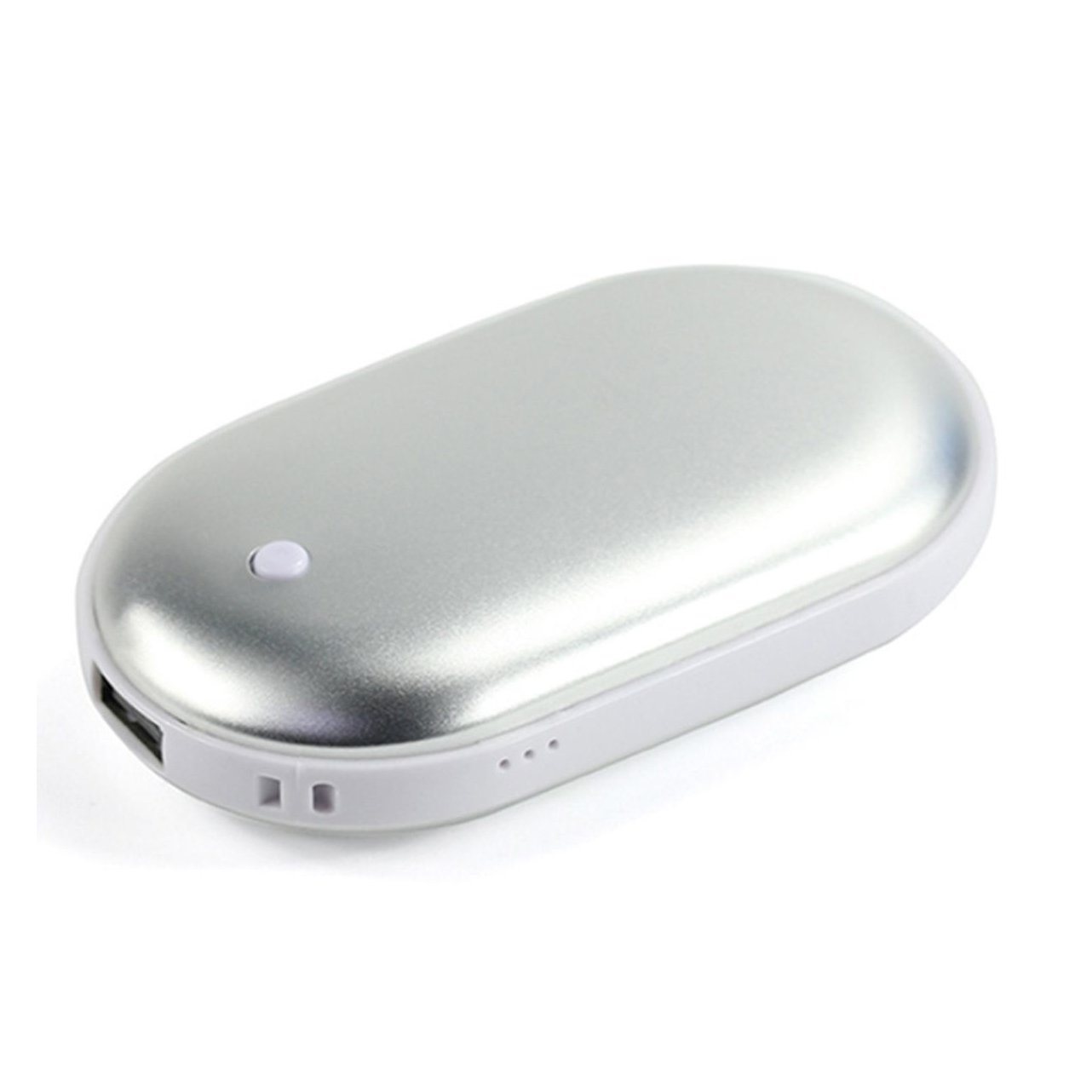 4,000 mAh Pocket Hand Warmer Heater with Power Bank Silver Portable Heater - Tophatter Daily Deals