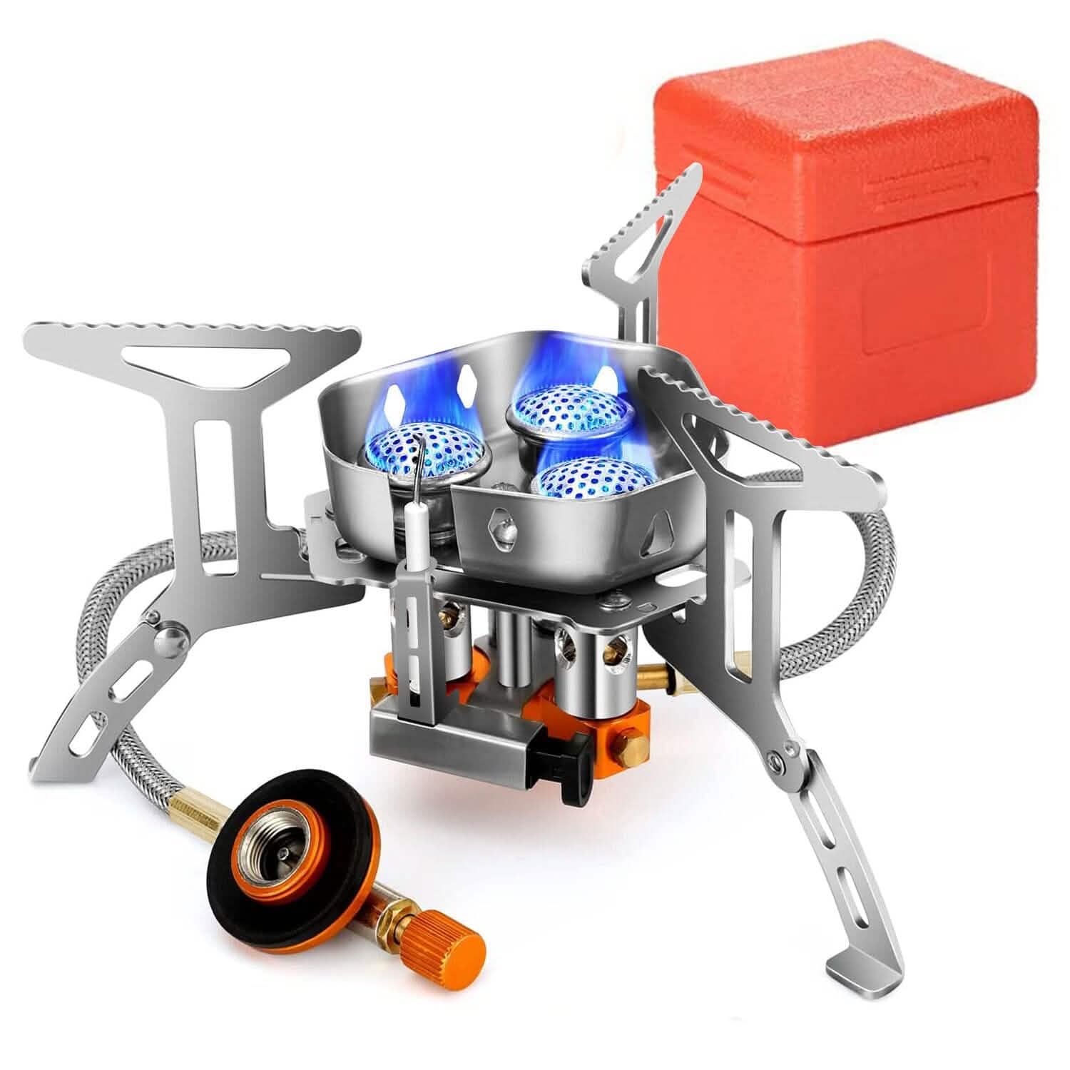 4000W Portable Camping Stove Foldable Powerful Gas Stove Backpacking Burner Outdoor Recreation - Tophatter Daily Deals