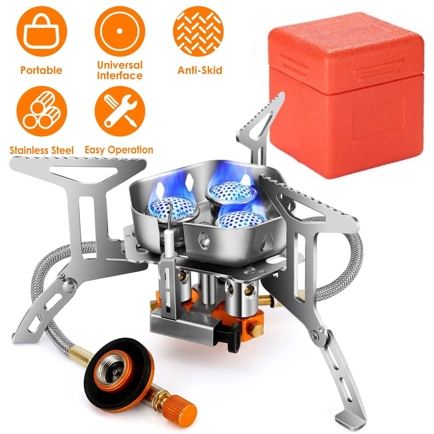 4000W Portable Camping Stove Foldable Powerful Gas Stove Backpacking Burner Outdoor Recreation - Tophatter Daily Deals