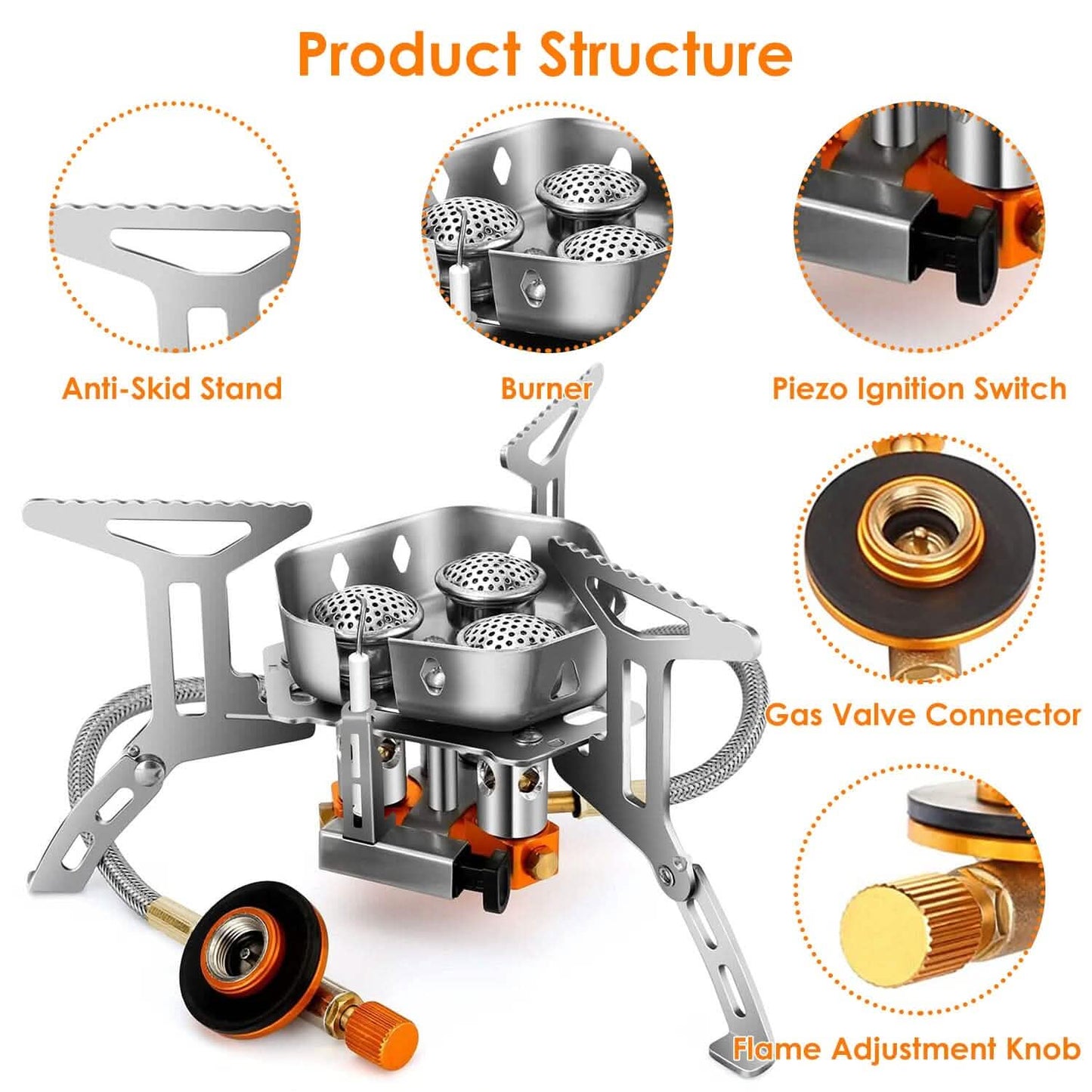 4000W Portable Camping Stove Foldable Powerful Gas Stove Backpacking Burner Outdoor Recreation - Tophatter Daily Deals