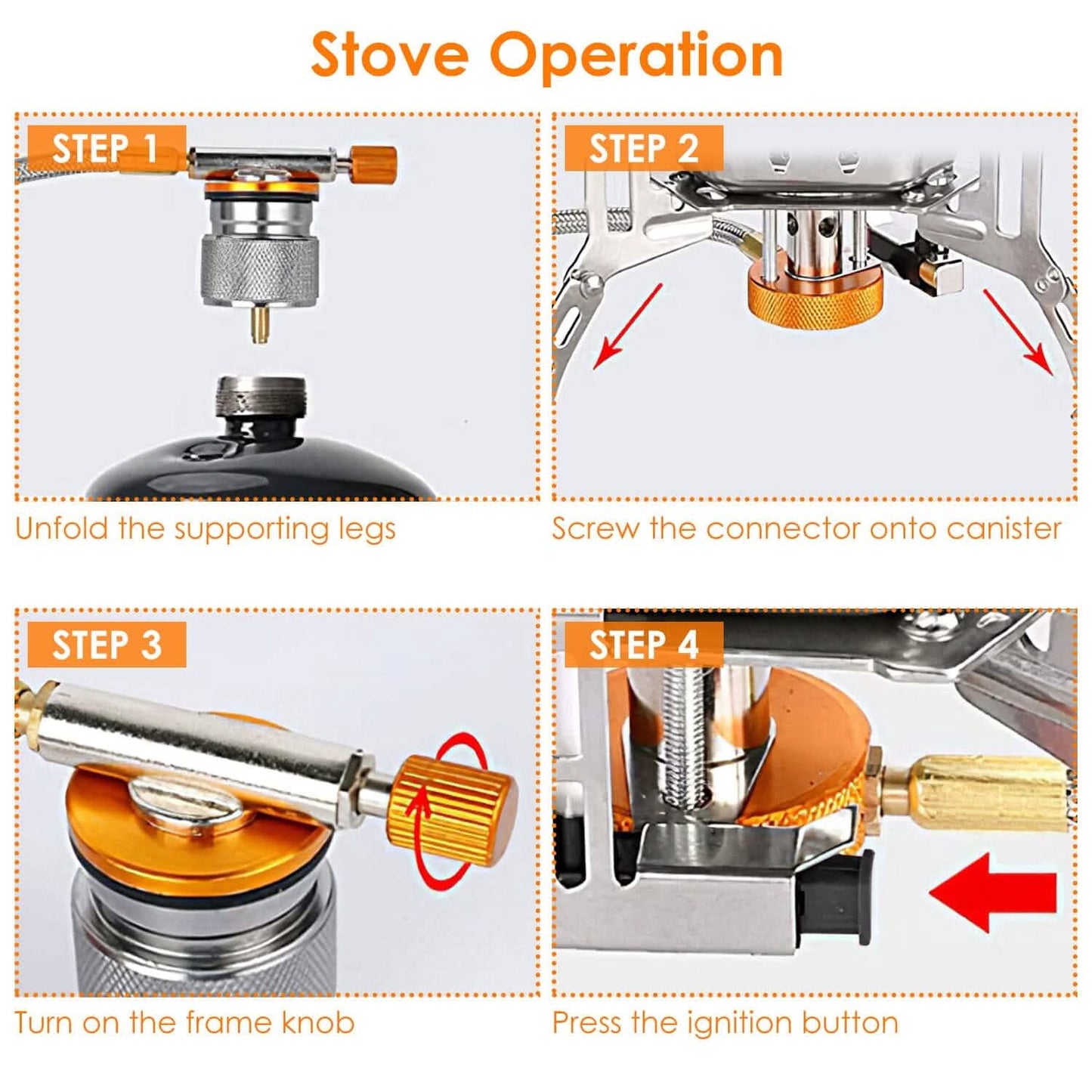 4000W Portable Camping Stove Foldable Powerful Gas Stove Backpacking Burner Outdoor Recreation - Tophatter Daily Deals
