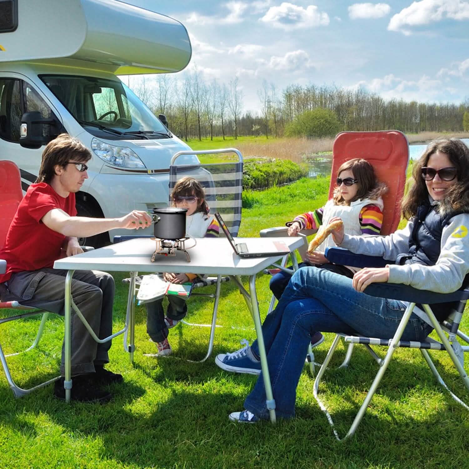 4000W Portable Camping Stove Foldable Powerful Gas Stove Backpacking Burner Outdoor Recreation - Tophatter Daily Deals