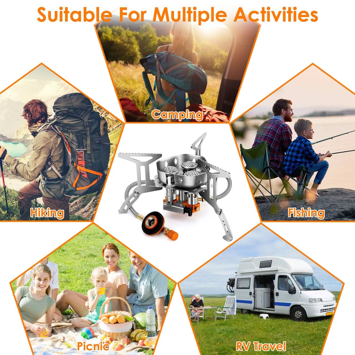 4000W Portable Camping Stove Foldable Powerful Gas Stove Backpacking Burner Outdoor Recreation - Tophatter Daily Deals