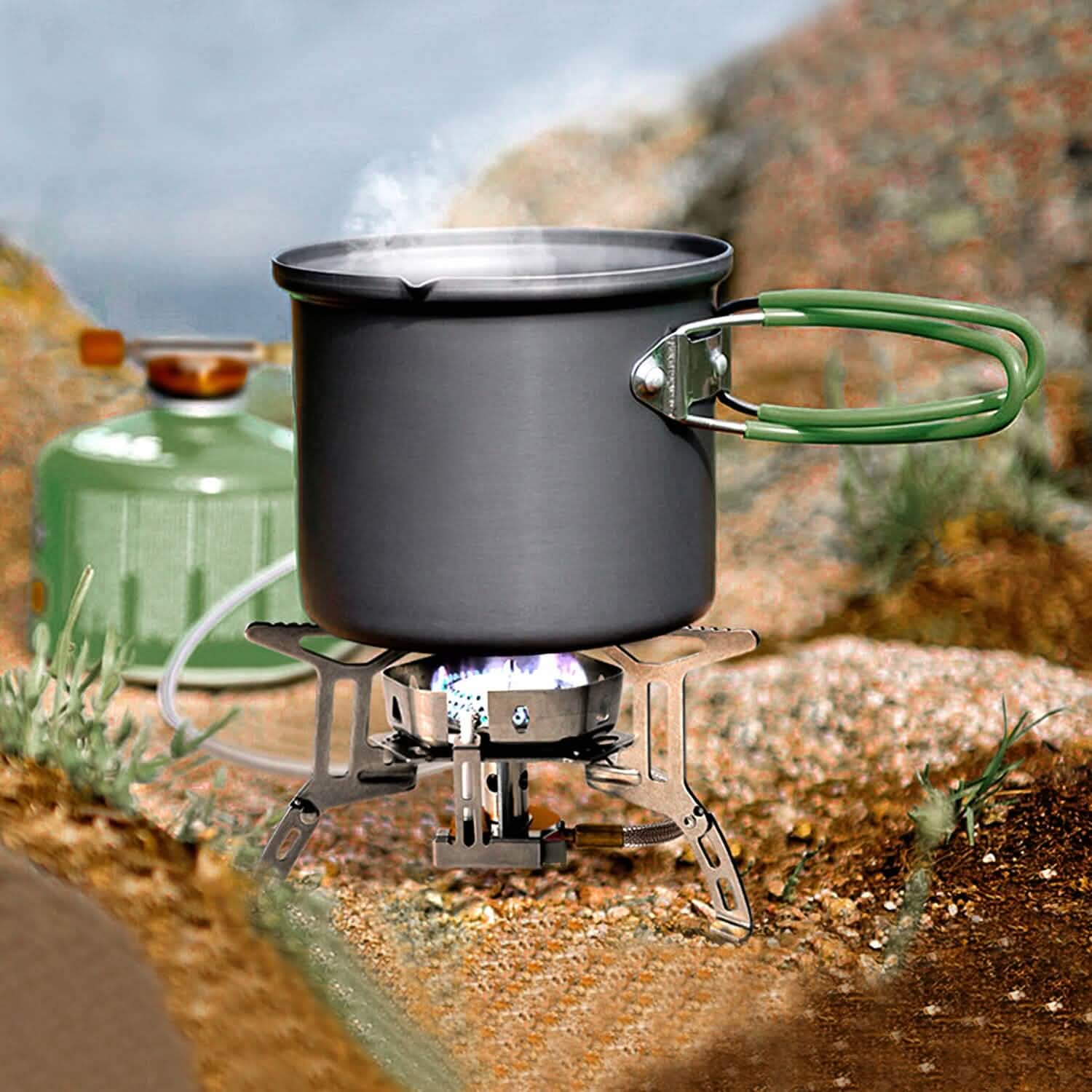 4000W Portable Camping Stove Foldable Powerful Gas Stove Backpacking Burner Outdoor Recreation - Tophatter Daily Deals