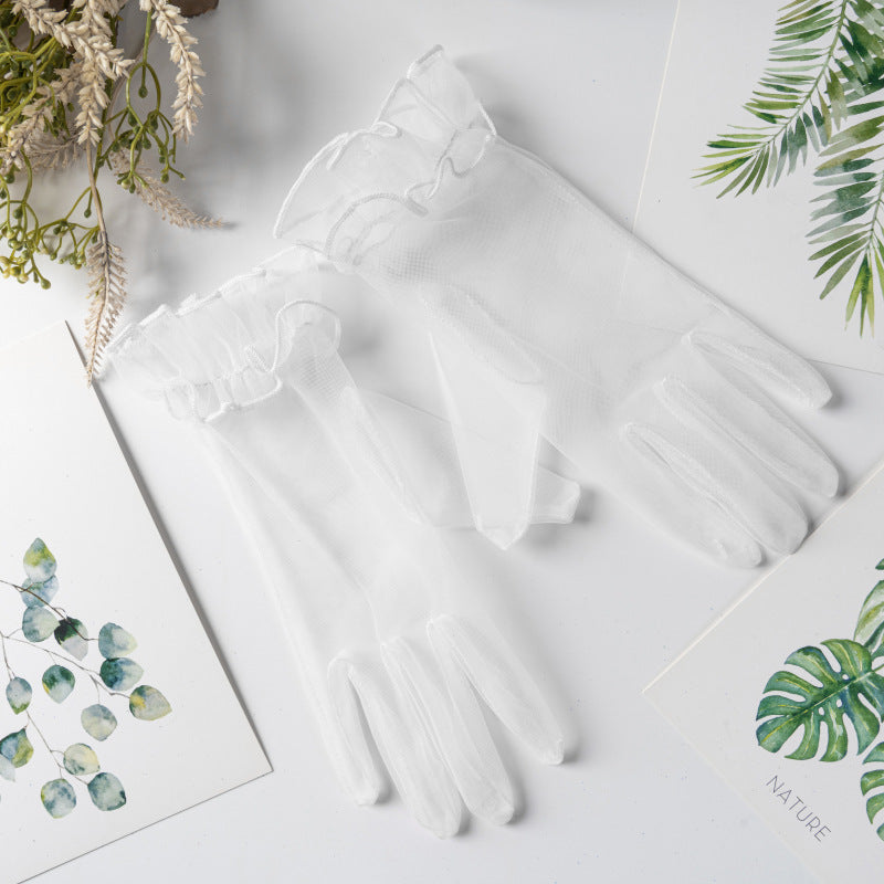 Bridal Wedding Dress Evening Gown Gloves Ruffle White Onesize 0 - Tophatter Daily Deals