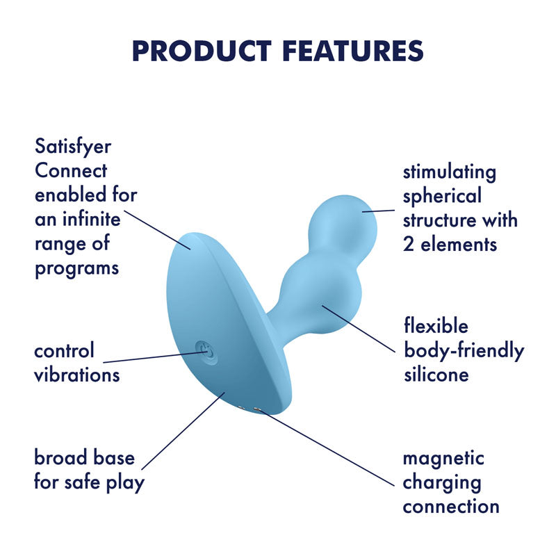 Satisfyer Deep Diver Vibrating Connect App Anal Plug Blue > Anal Range > Vibrating Butt Plugs - Tophatter Daily Deals