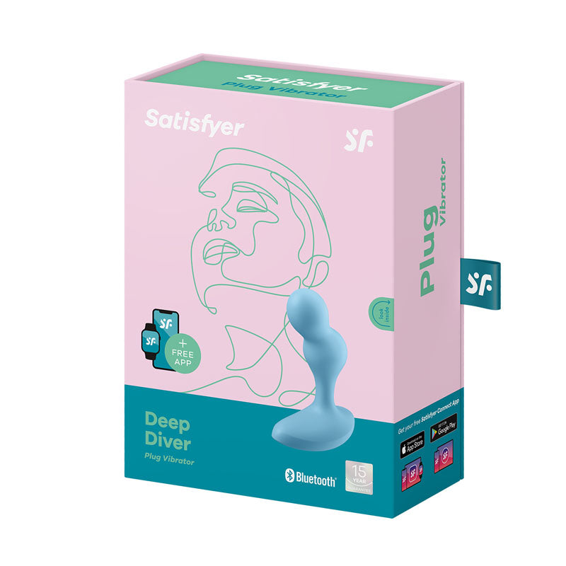 Satisfyer Deep Diver Vibrating Connect App Anal Plug Blue > Anal Range > Vibrating Butt Plugs - Tophatter Daily Deals