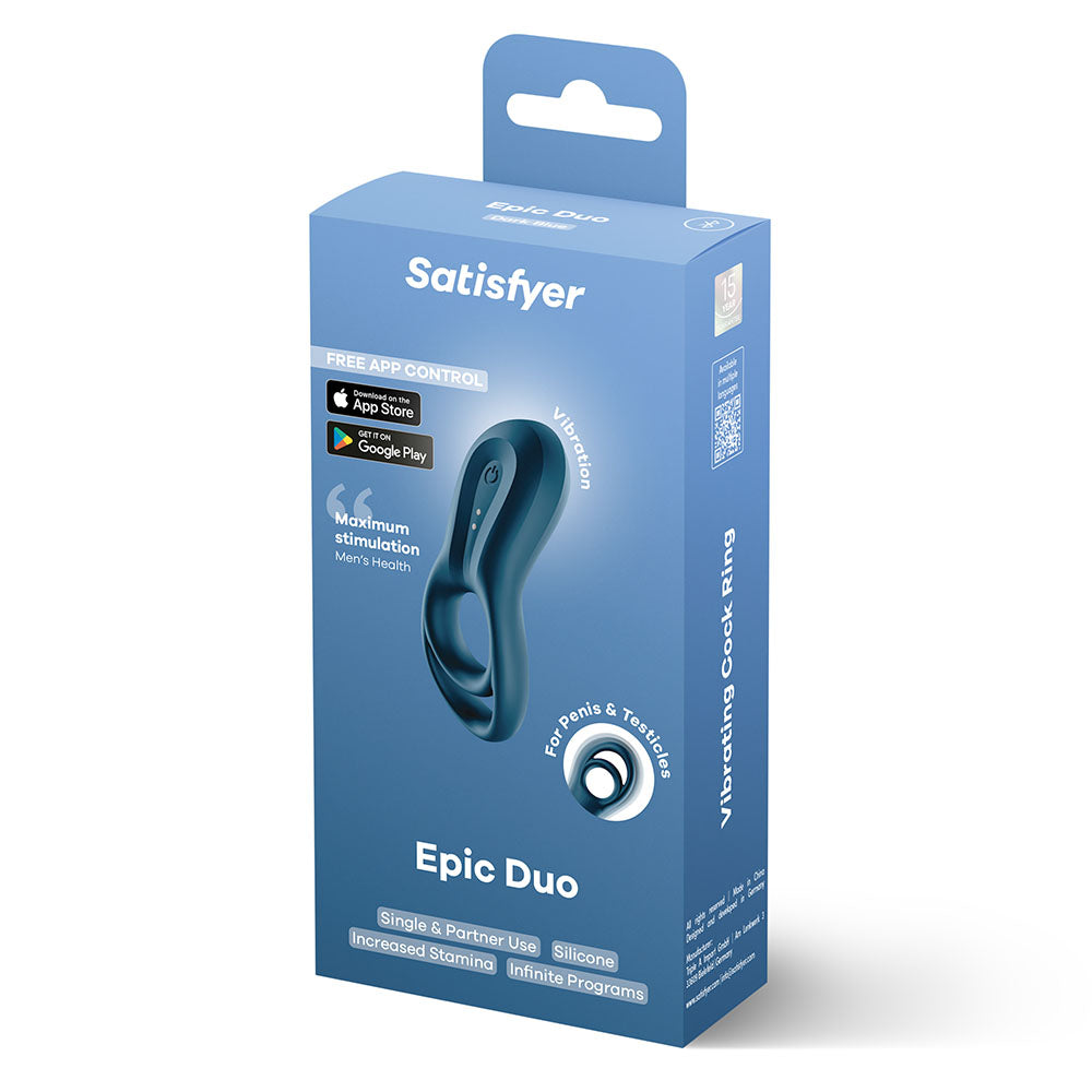 Satisfyer Epic Duo (Black) – Bluetooth App-Controlled Vibrating Cock Ring > Sex Toys > Remote Control Toys - Tophatter Daily Deals