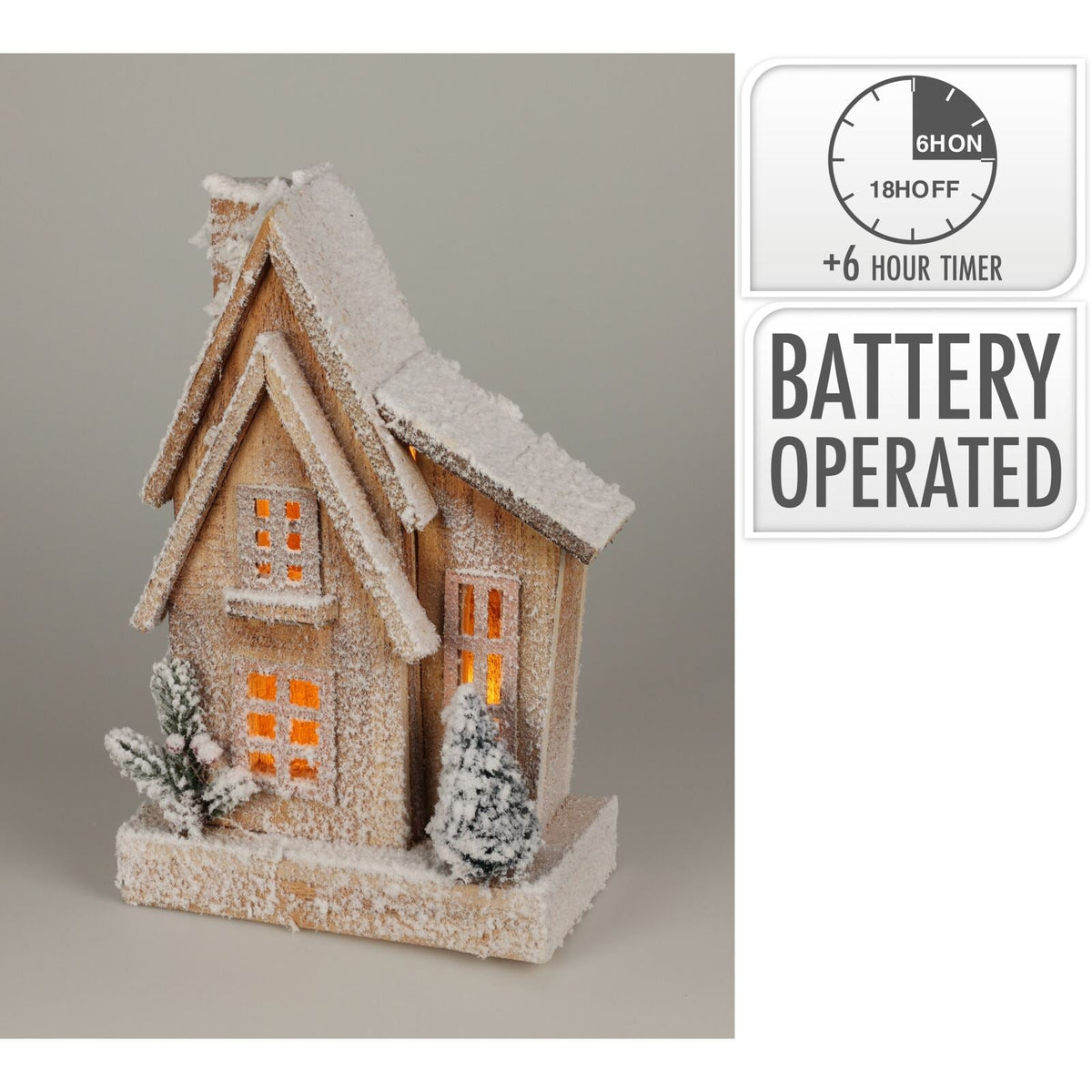 LED Snow-Covered Wooden Christmas House | Light Up Village House Ornament - 33cm Ornament - Tophatter Daily Deals