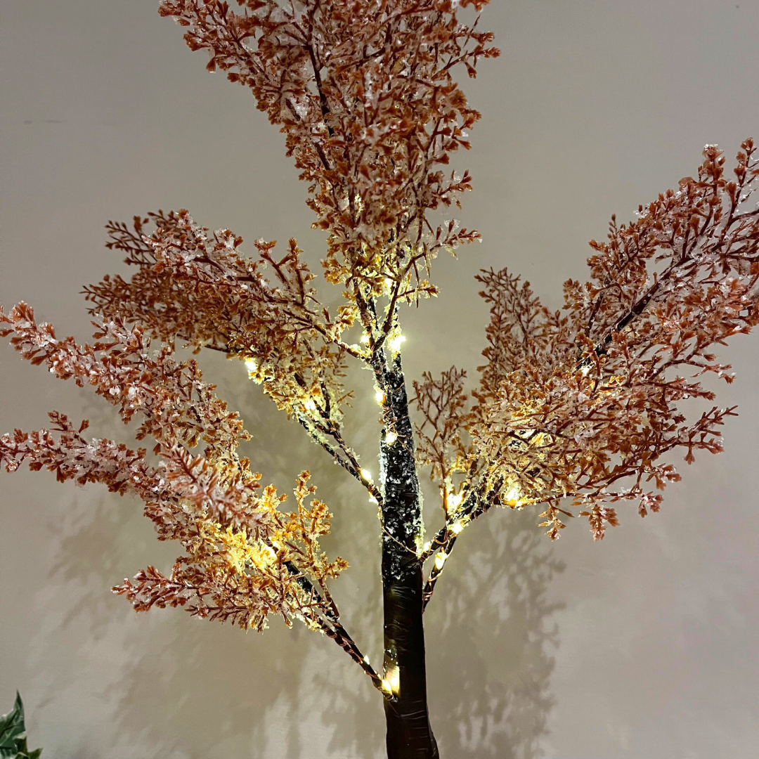 60cm LED Tree Snow Dusted Light Up Tree | LED Lit Tree Battery Operated Silhouette Tree Light | Pre Lit Twig Tree Ornament - Tophatter Daily Deals