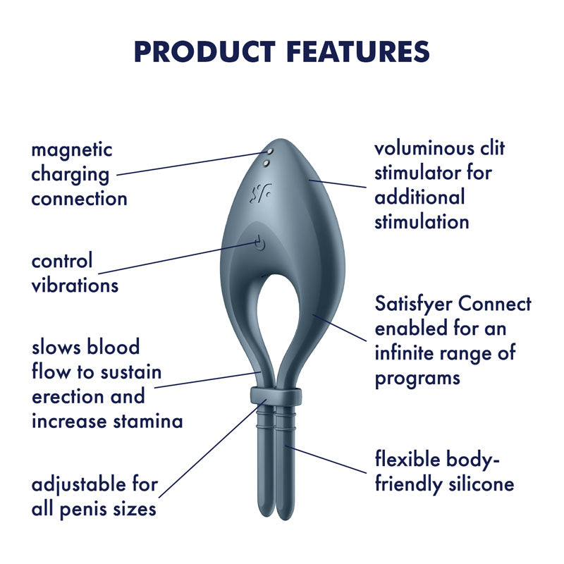 Satisfyer Bullseye Adjustable Dark Blue Penis Ring Vibrator with Bluetooth and App Control > Sex Toys > Remote Control Toys - Tophatter Daily Deals