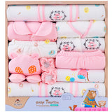 18 Piece Cotton Newborn Clothes Gift Box Set Bear Pink Thickened 59cm 0 - Tophatter Daily Deals