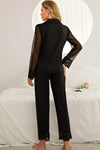 Spliced Lace Lapel Collar Pajama Set Loungewear Sets - Tophatter Daily Deals