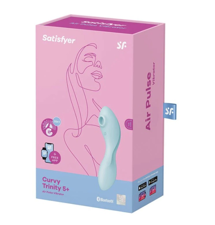 Satisfyer Curvy Trinity 5+ (Blue) – Waterproof Triple Motor Vibrator > Sex Toys For Ladies > Clitoral Vibrators and Stimulators - Tophatter Daily Deals