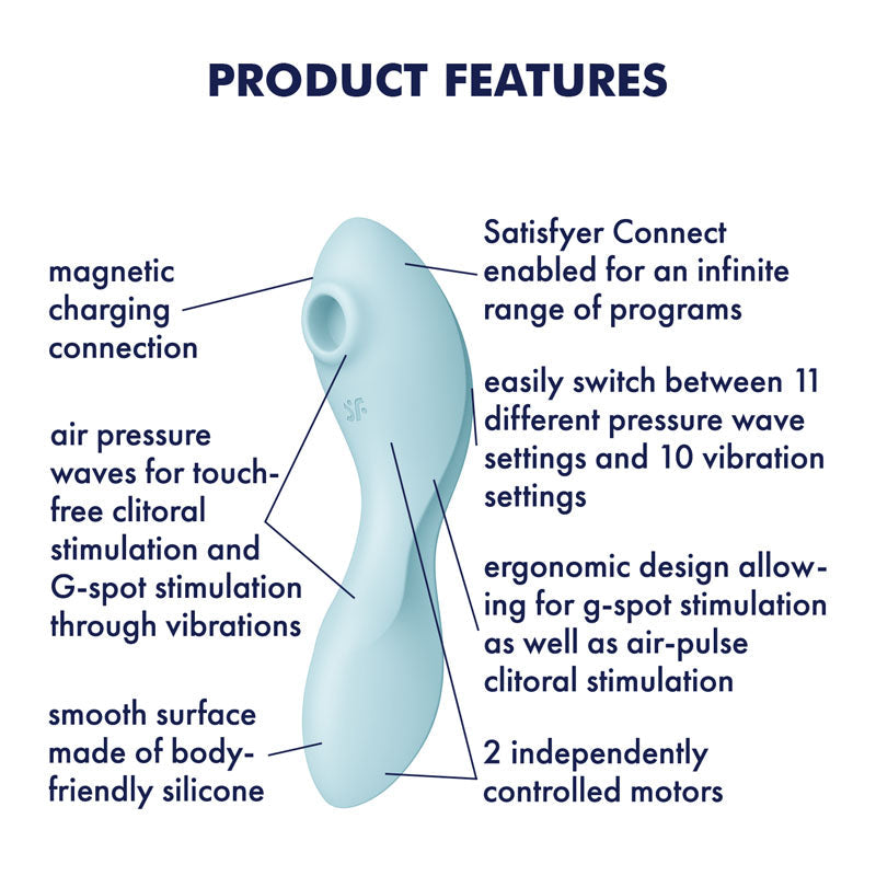 Satisfyer Curvy Trinity 5+ (Blue) – Waterproof Triple Motor Vibrator > Sex Toys For Ladies > Clitoral Vibrators and Stimulators - Tophatter Daily Deals