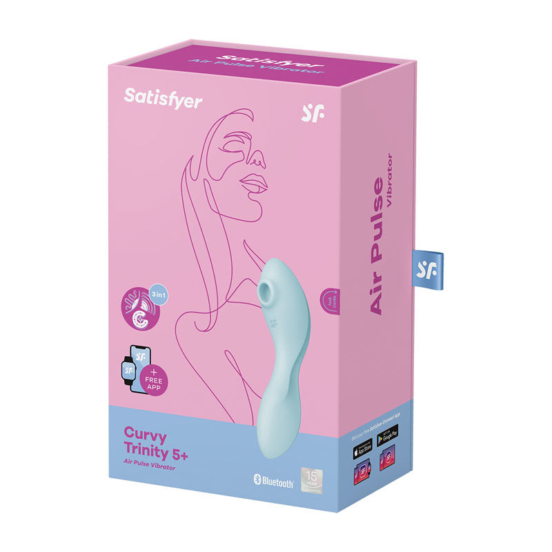 Satisfyer Curvy Trinity 5+ (Blue) – Waterproof Triple Motor Vibrator > Sex Toys For Ladies > Clitoral Vibrators and Stimulators - Tophatter Daily Deals
