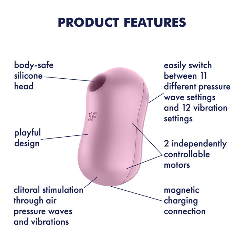 Satisfyer Cotton Candy Lilac Compact Oval Lay-On Vibrator with Pressure Waves and Vibration > Vibrators > Vibrating Pads - Tophatter Daily Deals