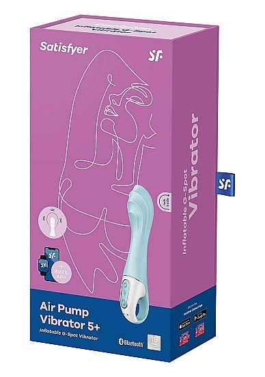 Satisfyer Air Pump Vibrator 5+ Blue 15mm Inflatable Shaft > Sex Toys For Ladies > G-Spot Vibrators - Tophatter Daily Deals