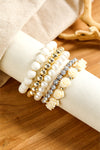 White 5pcs Bohemian Flower Beads Bracelet Bracelets - Tophatter Daily Deals