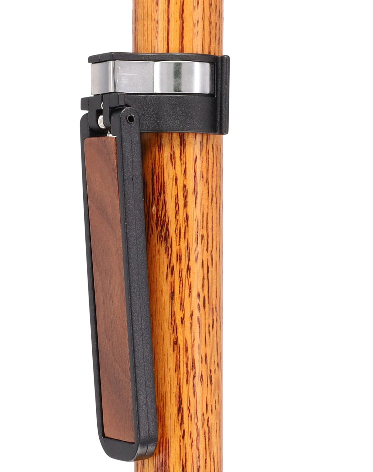 Auto Flip-Up Walnut Wood Cane Holder: Easy Store-Away Design Clip Table Holder - Tophatter Daily Deals