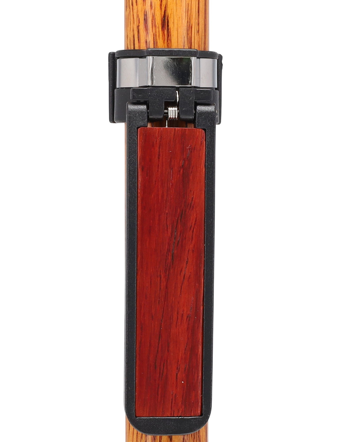 Auto Flip-Up Padauk Wood Cane Holder: Easy Store-Away Design Clip Table Holder - Tophatter Daily Deals