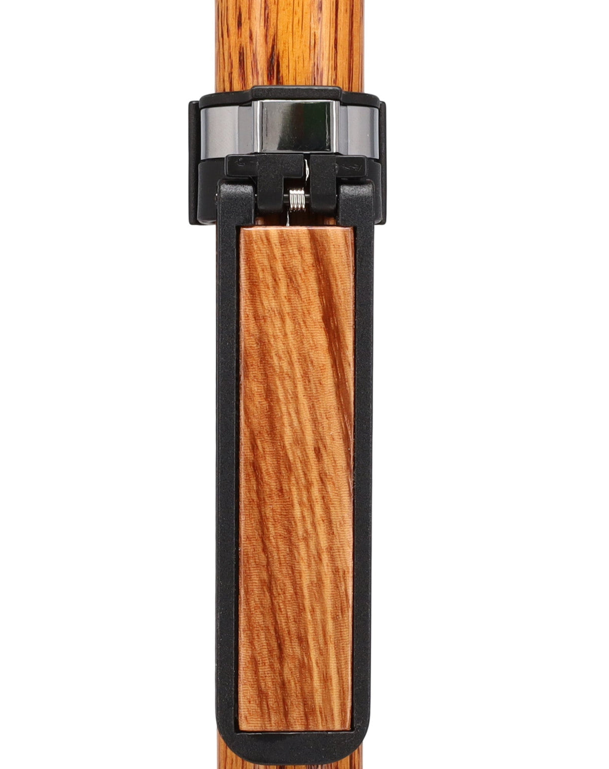 Auto Flip-Up Zebrano Wood Cane Holder: Easy Store-Away Design Clip Table Holder - Tophatter Daily Deals